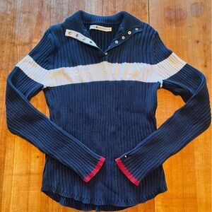 Tommy Hilfiger Navy and White Sweater